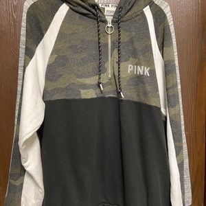 VS PINK Camo, Black & gray partial zip LG hoodie